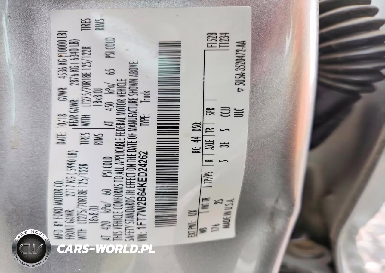 2019 Ford F250 Super Duty VIN:1FT7W2B64KED24262 - 12