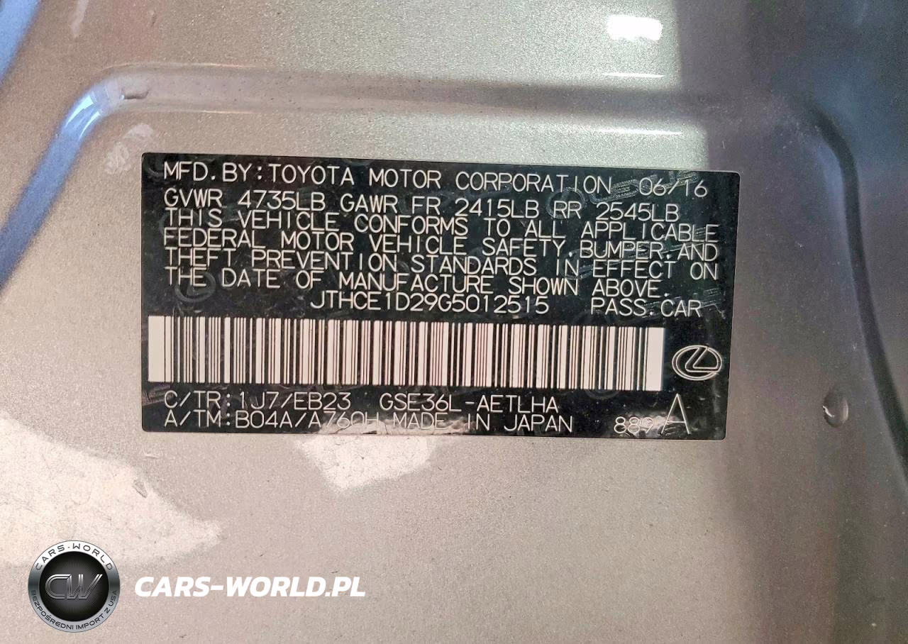 2016 Lexus Is 350 VIN:JTHCE1D29G5012515 - 12