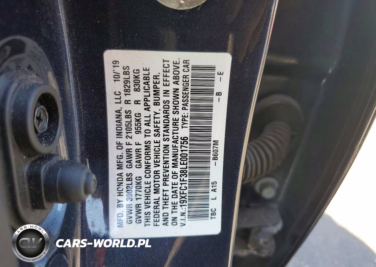 2020 Honda Civic Ex VIN:19XFC1F38LE001756 - 12