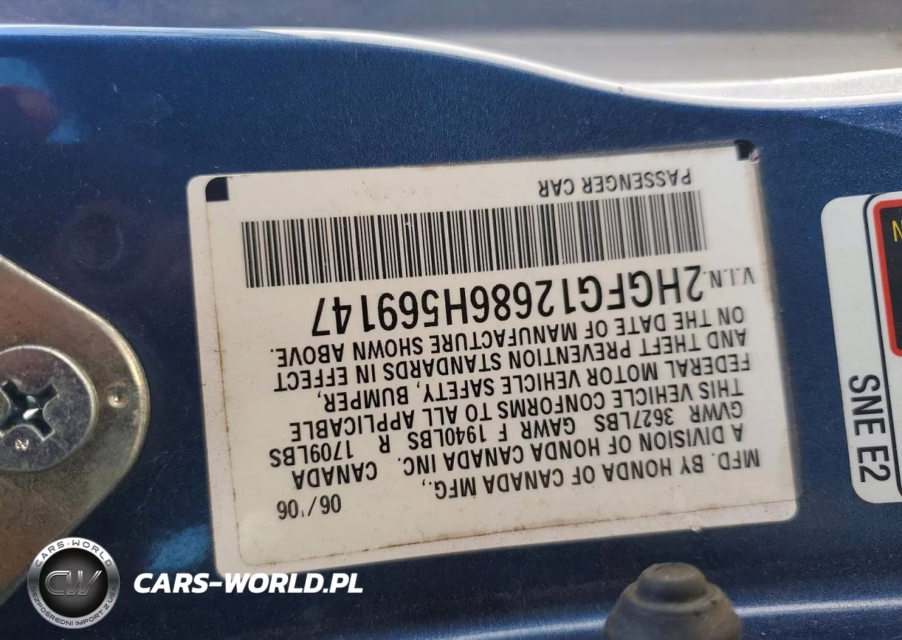 2006 Honda Civic Lx VIN:2HGFG12686H569147 - 14