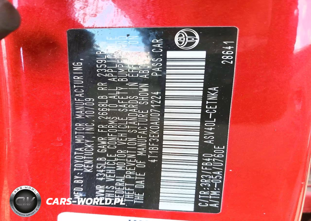 2010 Toyota Camry Le VIN:4T1BF3EK0AU071224 - 12