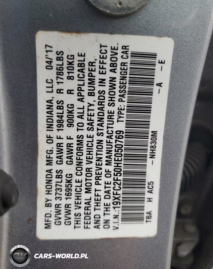 2017 Honda Civic Lx VIN:19XFC2F50HE050769 - 13