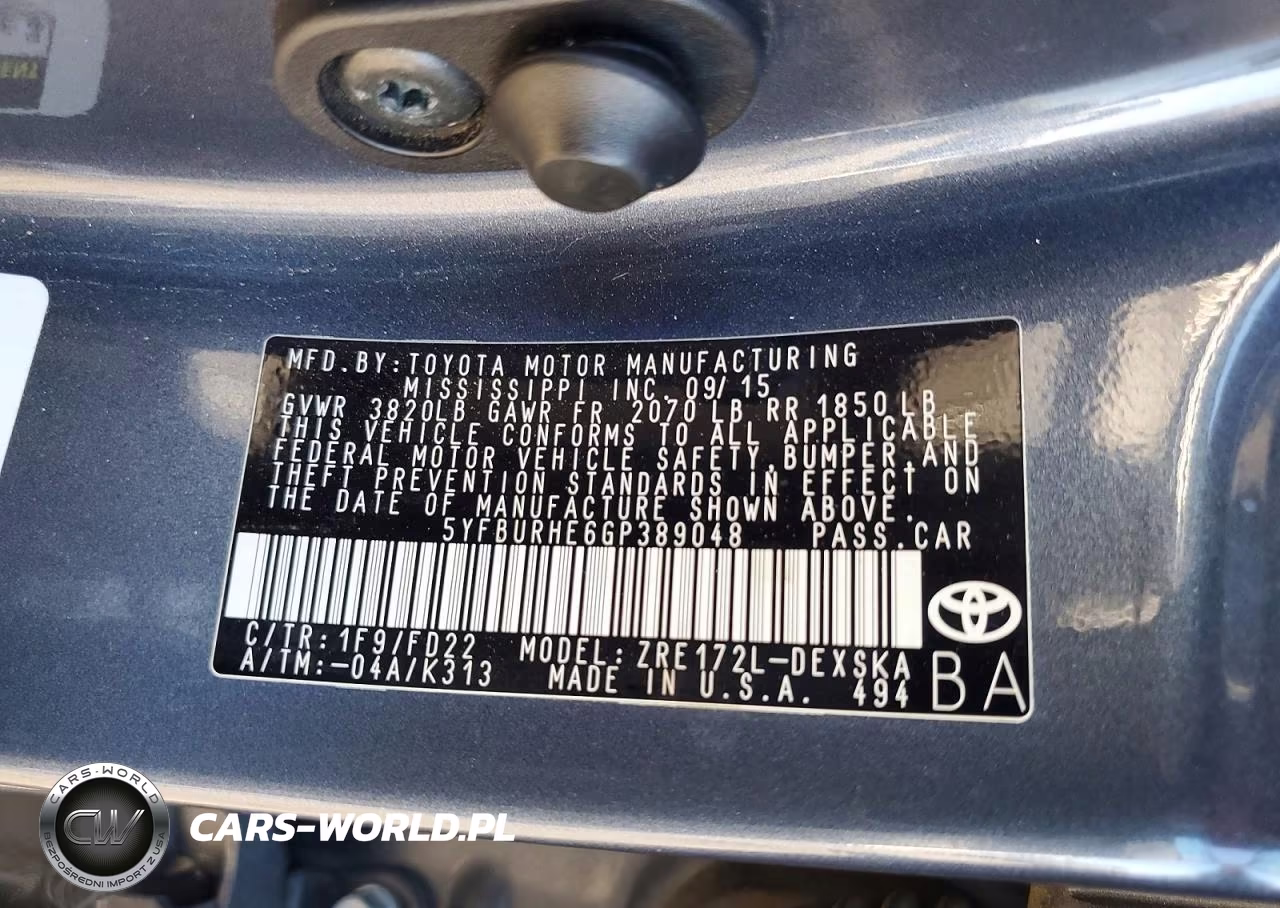 2016 Toyota Corolla S Plus VIN:5YFBURHE6GP389048 - 12
