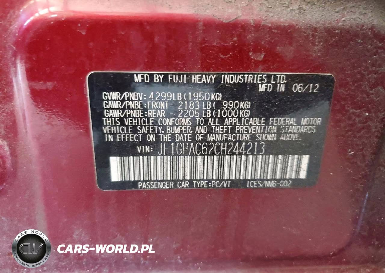 2012 Subaru Impreza Premium VIN:JF1GPAC62CH244213 - 12