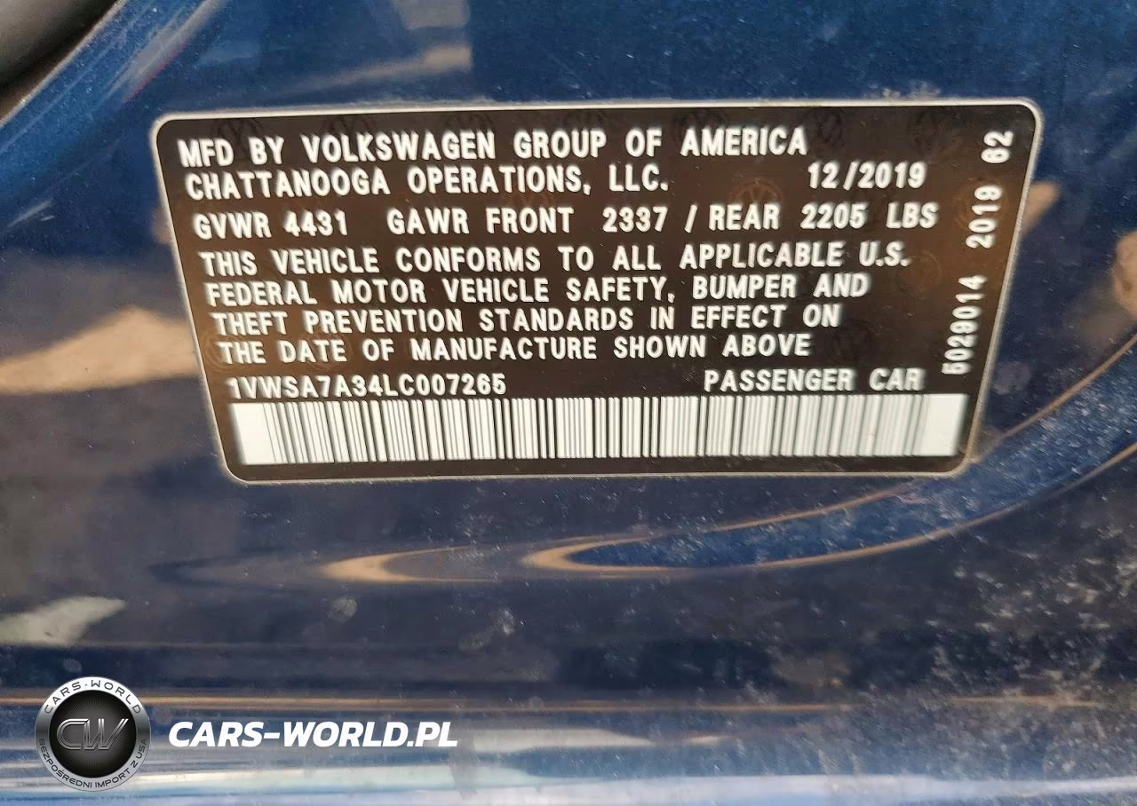 2020 Volkswagen Passat Se VIN:1VWSA7A34LC007265 - 13