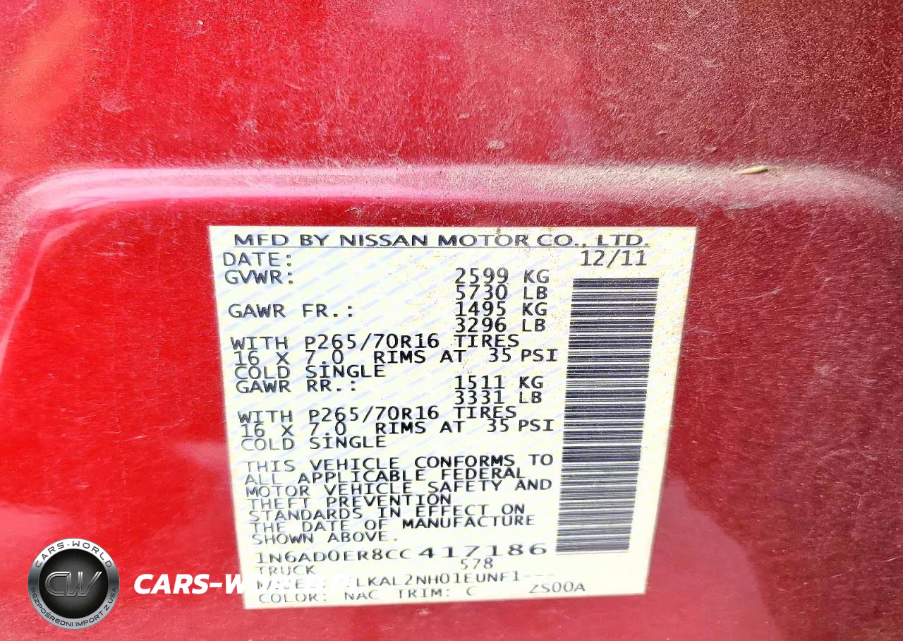 2012 Nissan Frontier S VIN:1N6AD0ER8CC417186 - 12