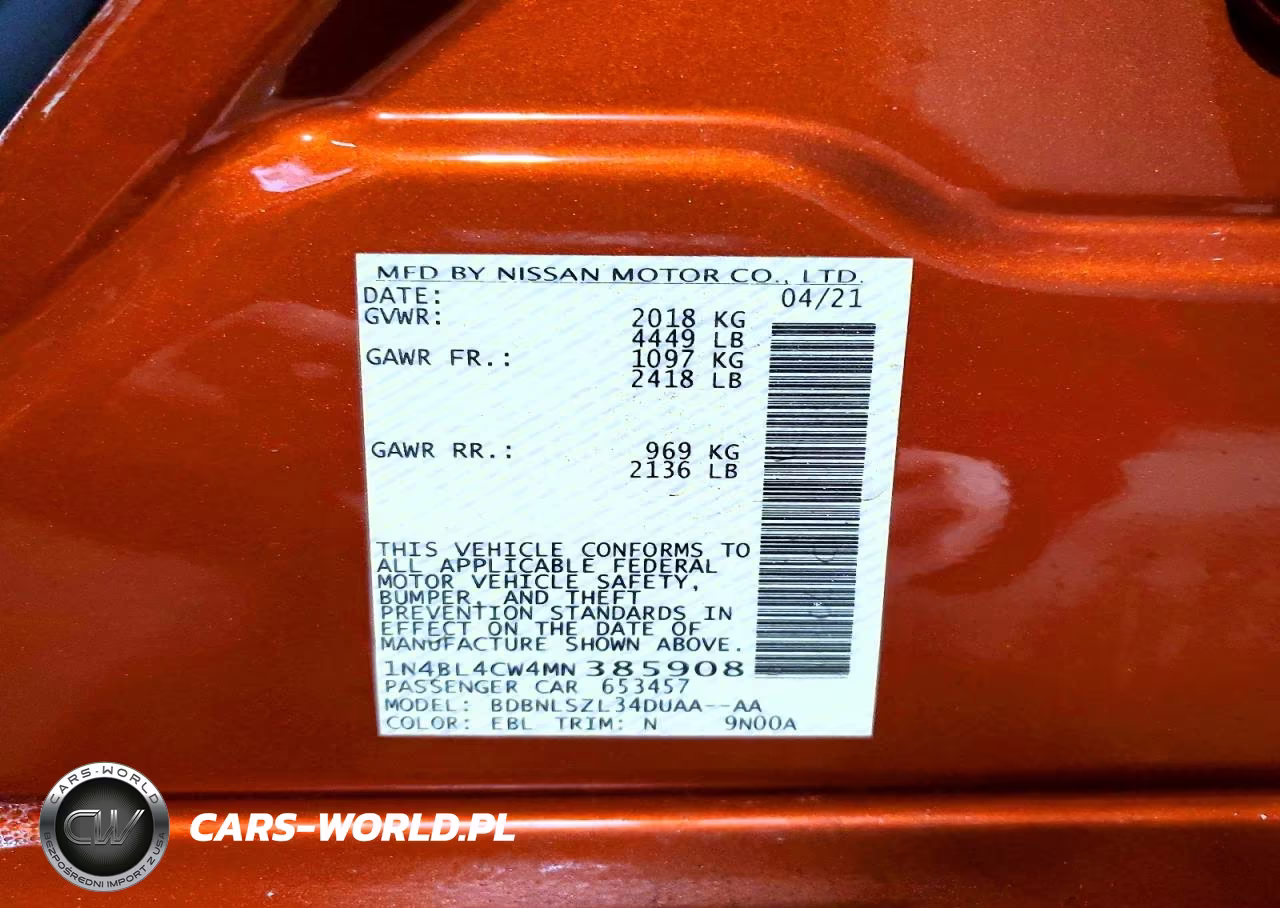2021 Nissan Altima Sr VIN:1N4BL4CW4MN385908 - 13