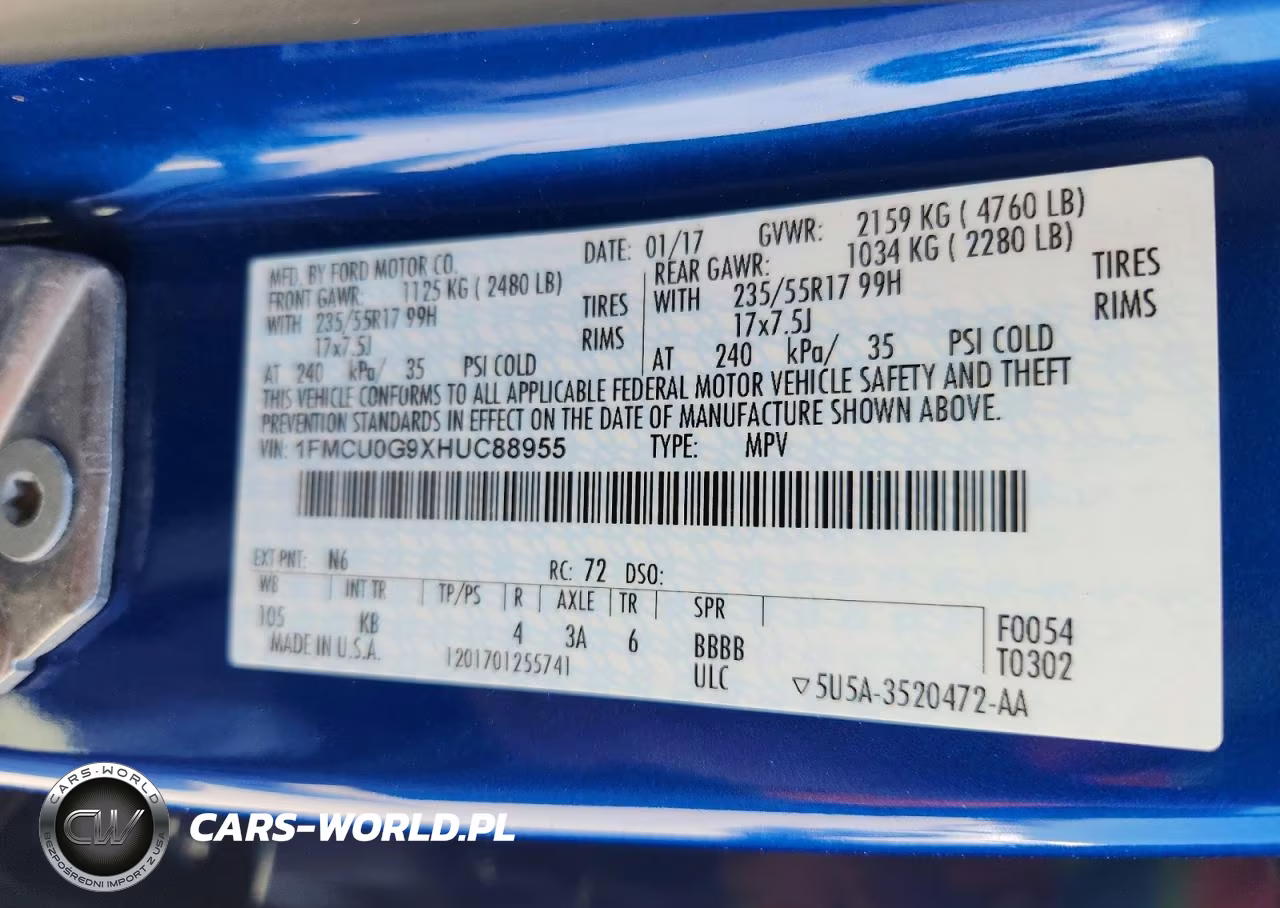 2017 Ford Escape Se VIN:1FMCU0G9XHUC88955 - 13