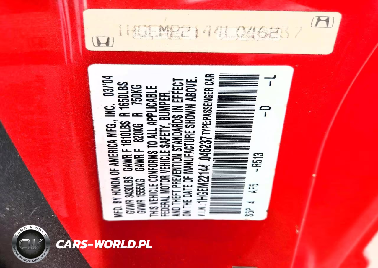 2004 Honda Civic Dx Vp VIN:1HGEM22144L046237 - 12