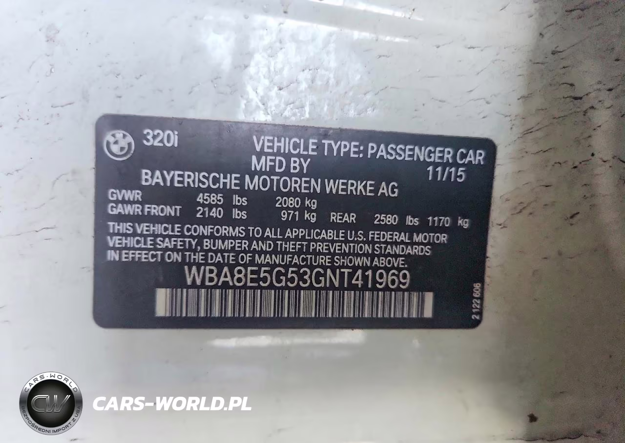 2016 BMW 320 Xi VIN:WBA8E5G53GNT41969 - 12