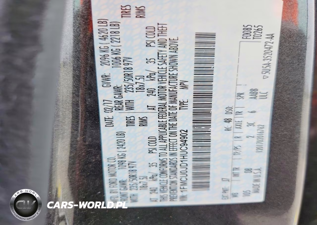 2017 Ford Escape Titanium VIN:1FMCU0JD1HUC94902 - 13