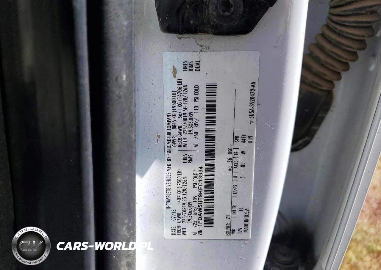 2019 Ford F550 Super Duty VIN:1FDAW5HT9KEC13934 - 13