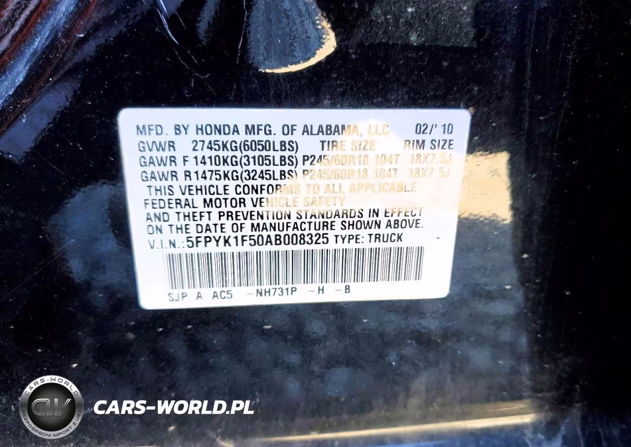 2010 Honda Ridgeline Rtl VIN:5FPYK1F50AB008325 - 13