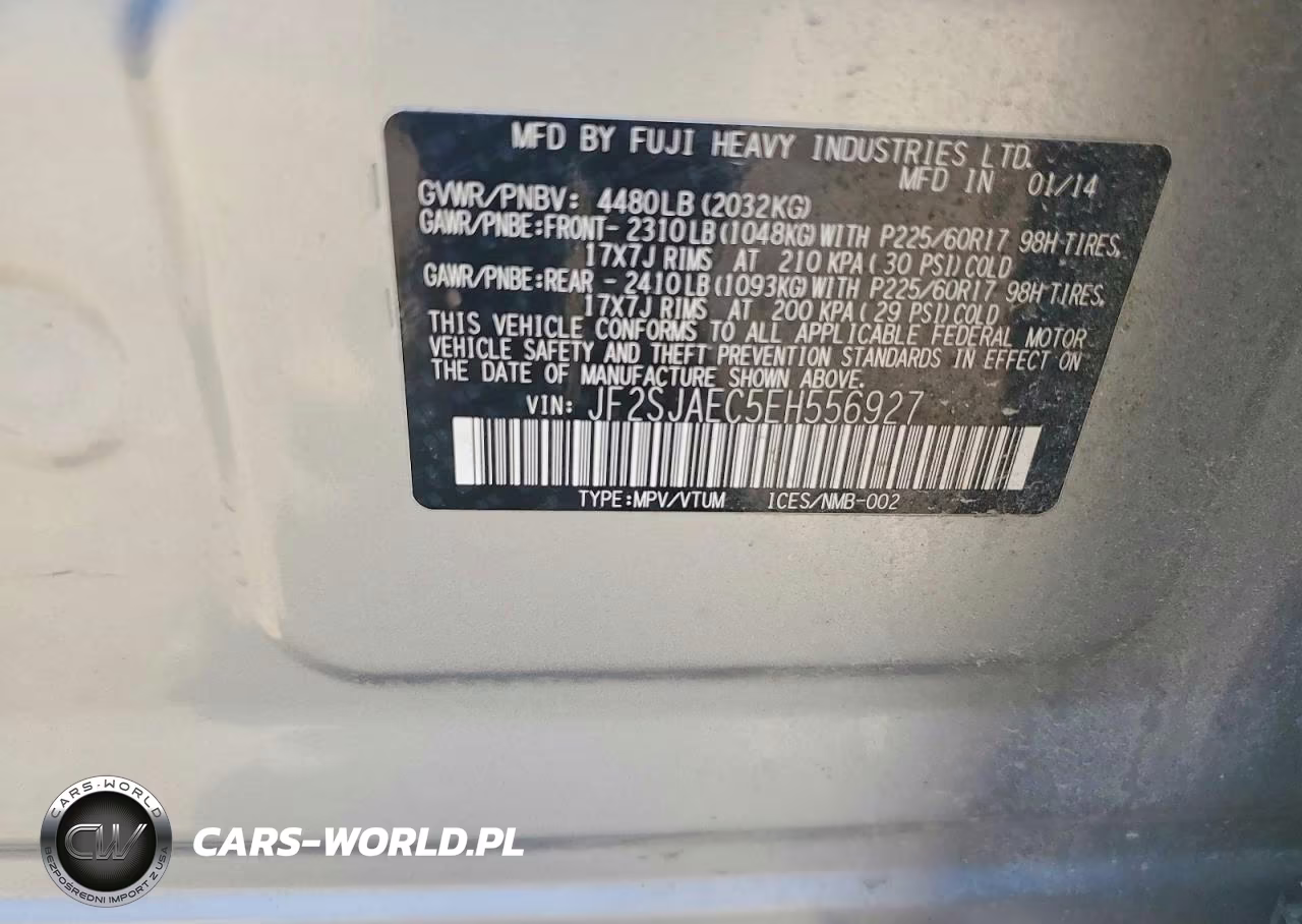 2014 Subaru Forester 2.5I Premium VIN:JF2SJAEC5EH556927 - 13