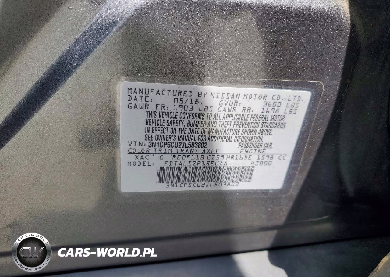 2018 Nissan Kicks Sv VIN:3N1CP5CU2JL503802 - 12