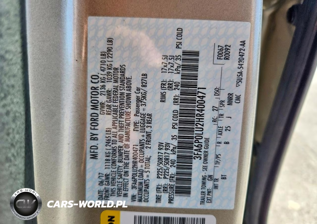 2017 Ford Fusion Se Hybrid VIN:3FA6P0LU2HR400471 - 12