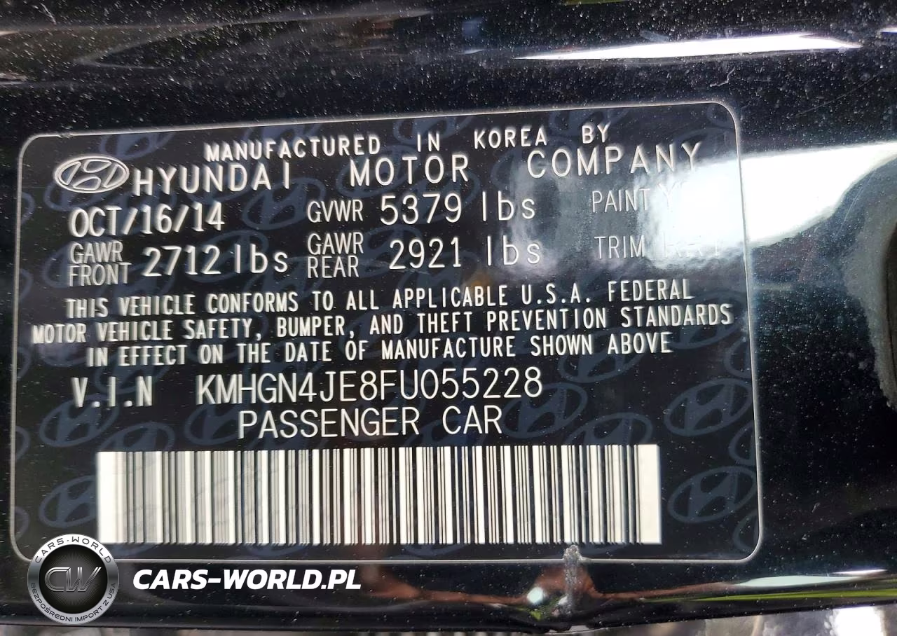 2015 Hyundai Genesis 3.8L VIN:KMHGN4JE8FU055228 - 12