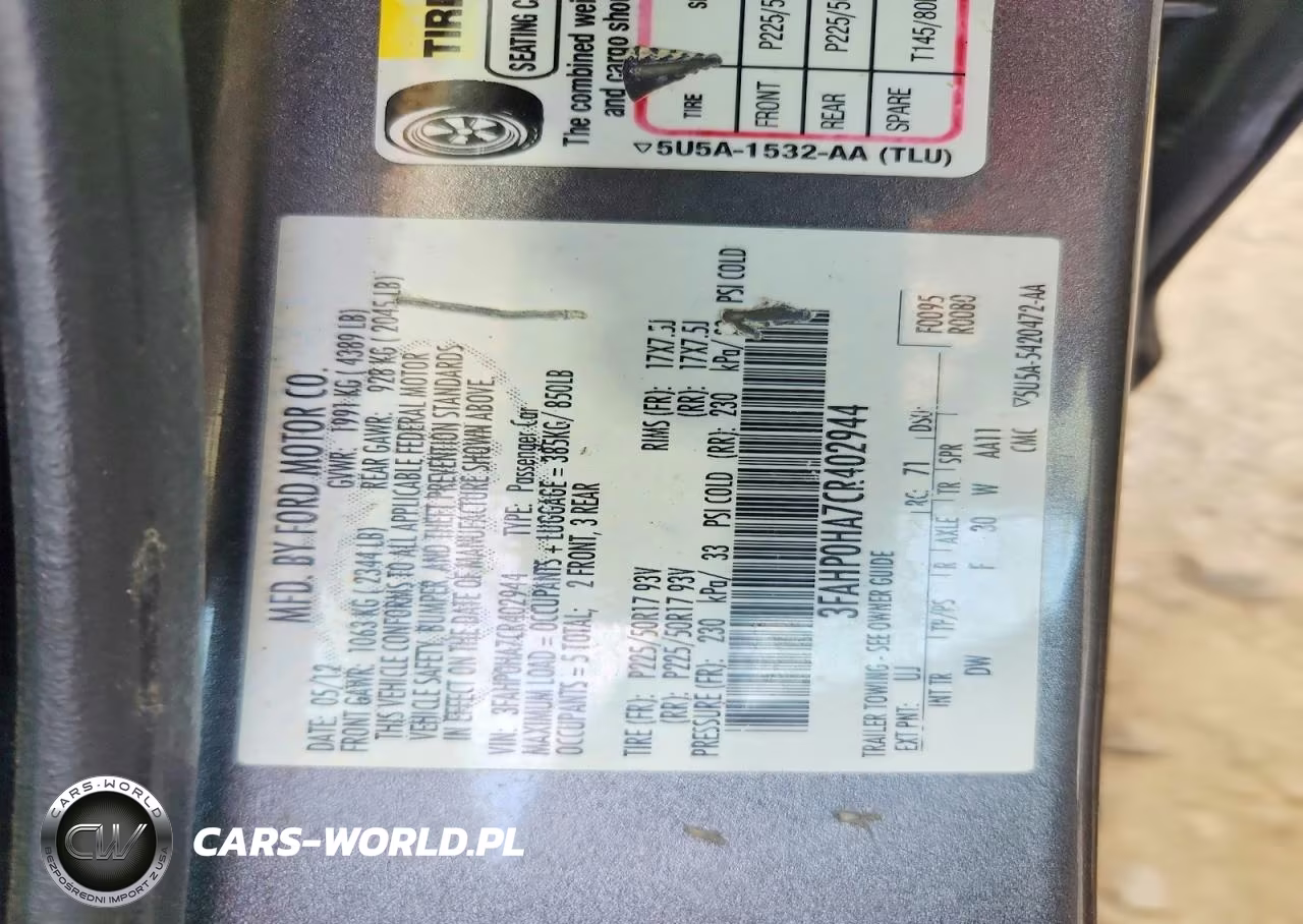 2012 Ford Fusion Se VIN:3FAHP0HA7CR402944 - 12
