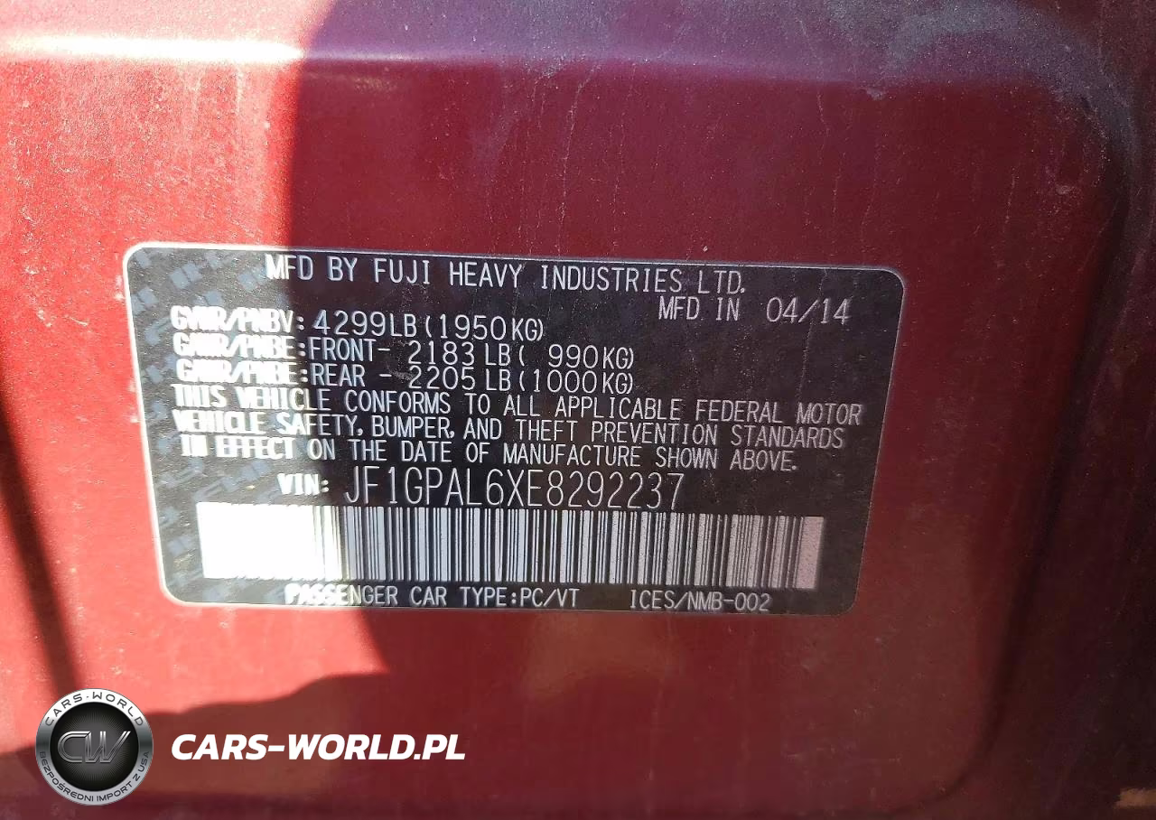 2014 Subaru Impreza Sport Premium VIN:JF1GPAL6XE8292237 - 12
