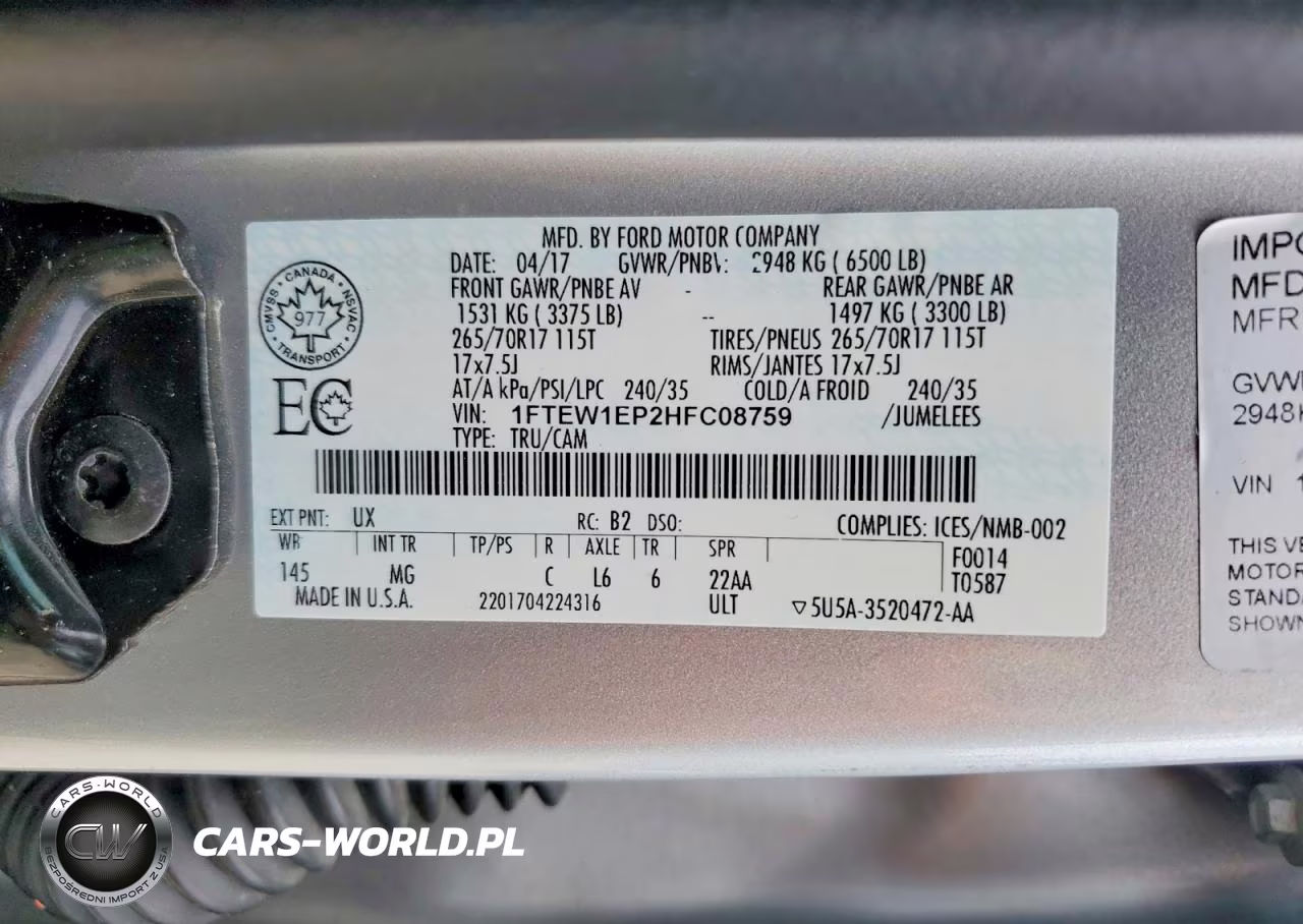 2017 Ford F150 Supercrew VIN:1FTEW1EP2HFC08759 - 12