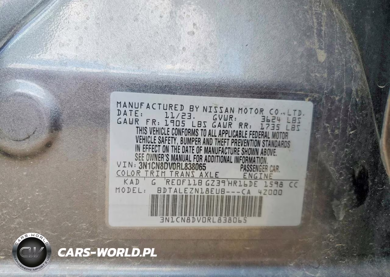 2024 Nissan Versa S VIN:3N1CN8DV0RL838065 - 12