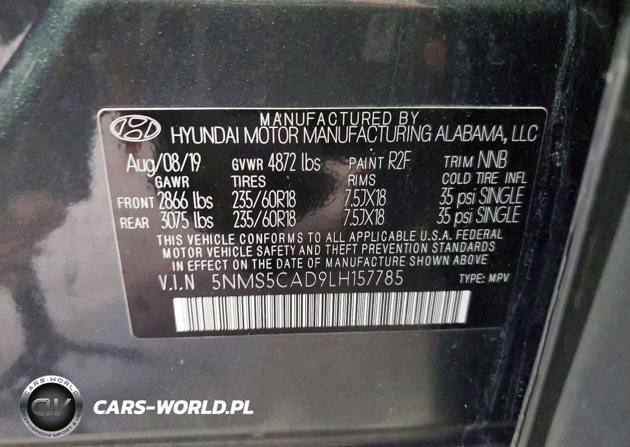2020 Hyundai Santa Fe Limited VIN:5NMS5CAD9LH157785 - 13