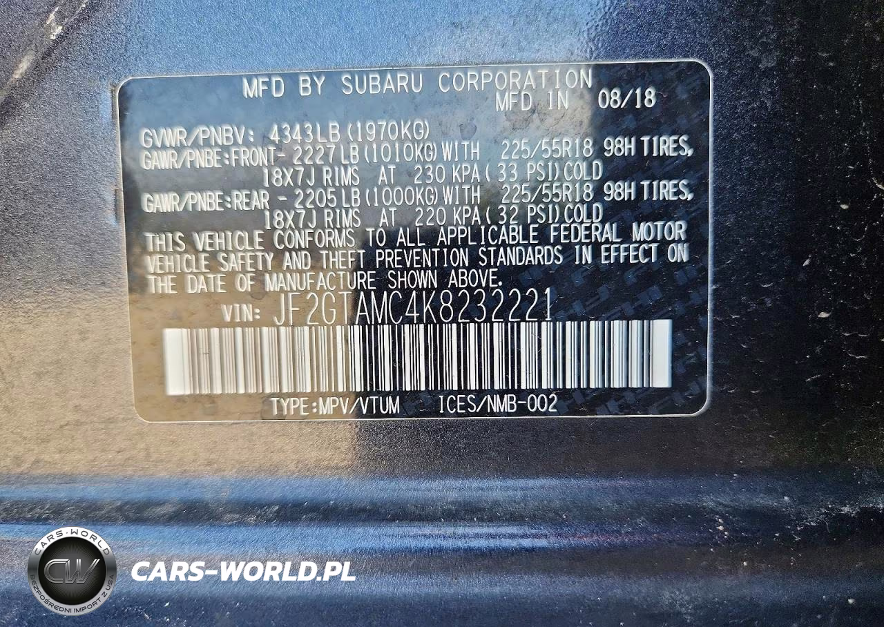 2019 Subaru Crosstrek Limited VIN:JF2GTAMC4K8232221 - 13