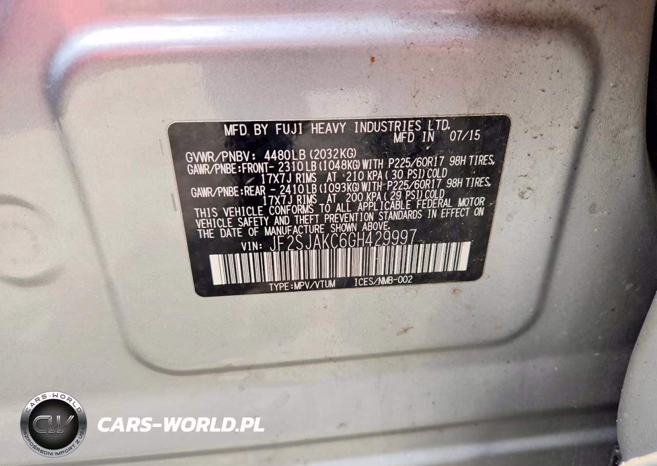2016 Subaru Forester 2.5I Limited VIN:JF2SJAKC6GH429997 - 13