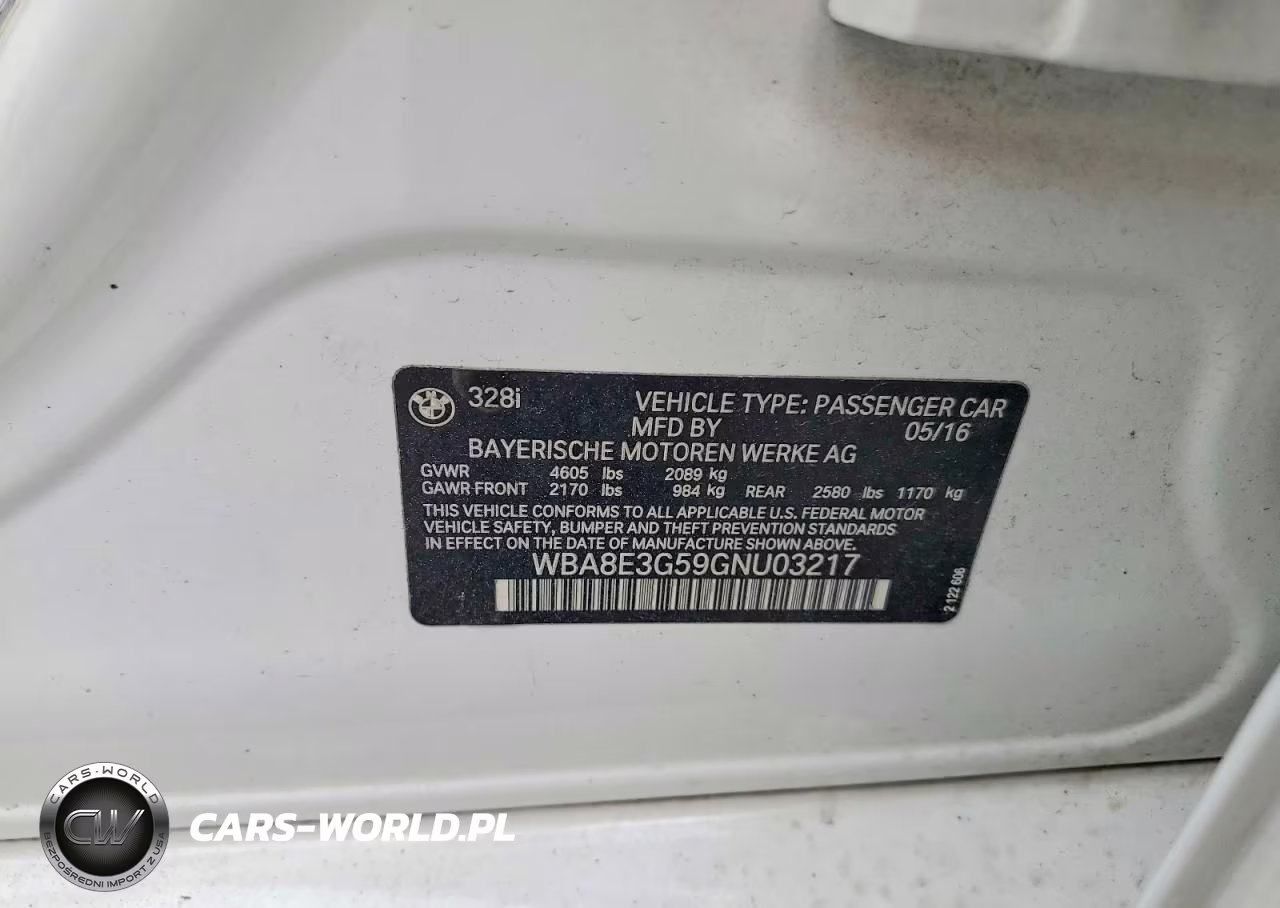2016 BMW 328 Xi Sulev VIN:WBA8E3G59GNU03217 - 12