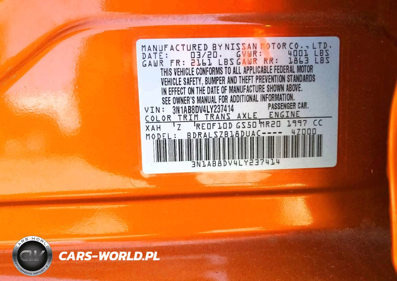 2020 Nissan Sentra Sr VIN:3N1AB8DV4LY237414 - 12