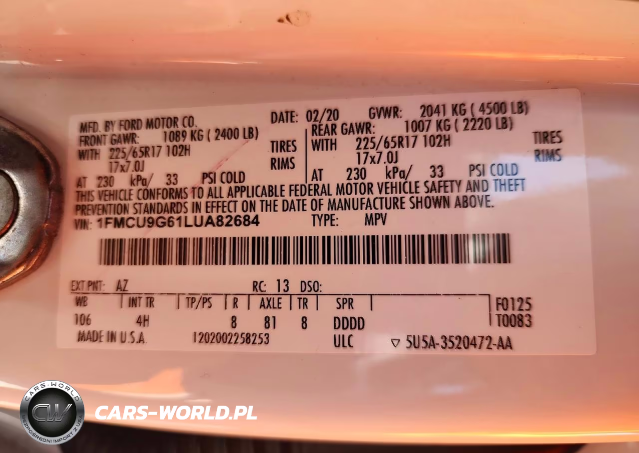2020 Ford Escape Se VIN:1FMCU9G61LUA82684 - 14