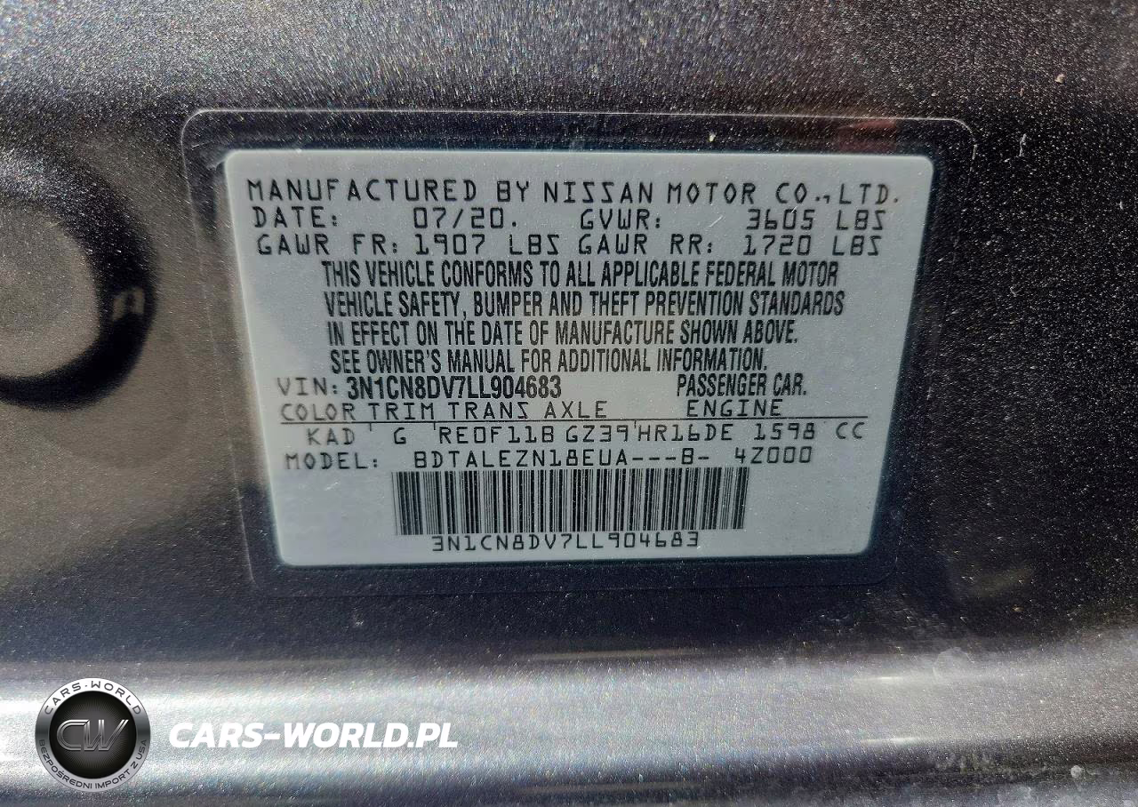 2020 Nissan Versa S VIN:3N1CN8DV7LL904683 - 13