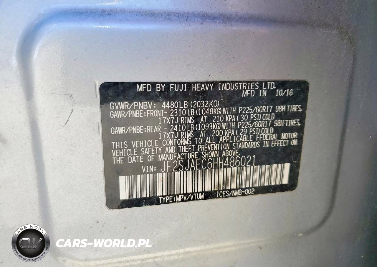 2017 Subaru Forester 2.5I Premium VIN:JF2SJAEC6HH486021 - 13