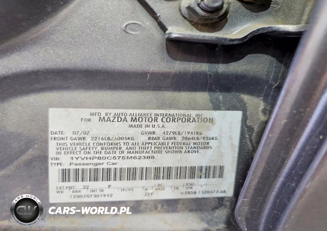 2007 Mazda 6 I VIN:1YVHP80C575M62388 - 12