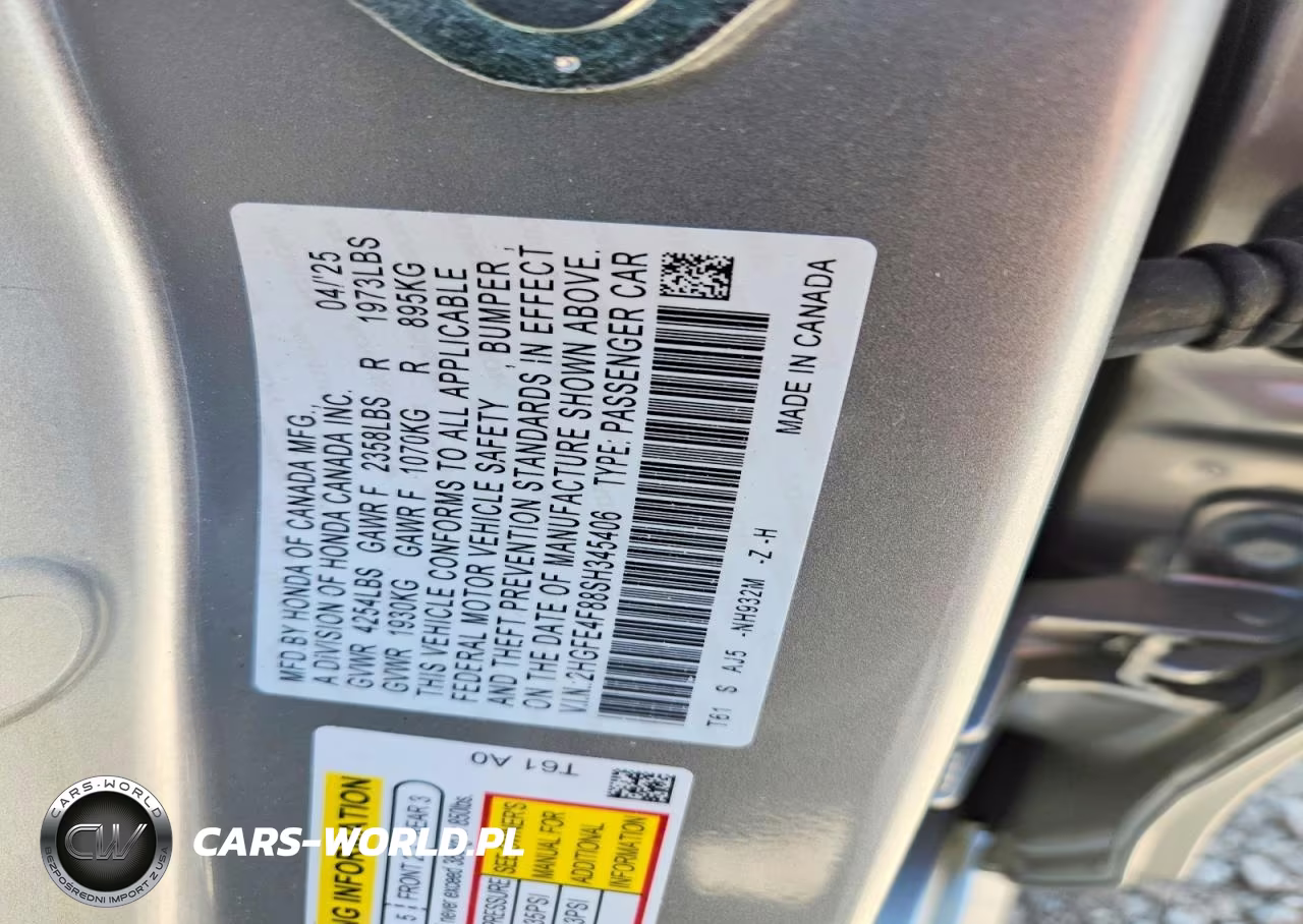 2025 Honda Civic Sport VIN:2HGFE4F88SH345406 - 13