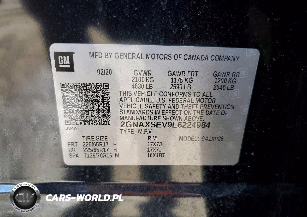2020 Chevrolet Equinox Ls VIN:2GNAXSEV9L6224984 - 13