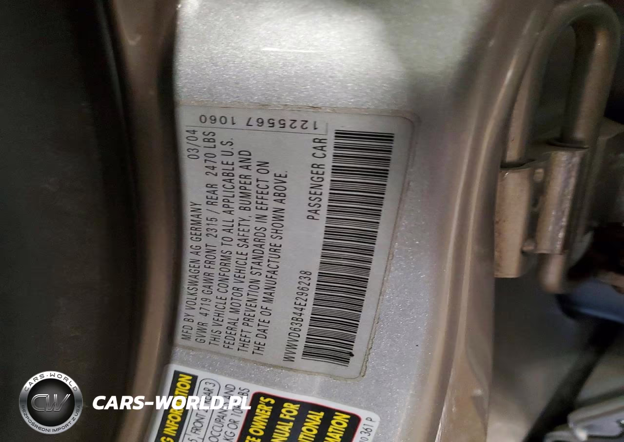 2004 Volkswagen Passat Gls VIN:WVWVD63B44E296238 - 14