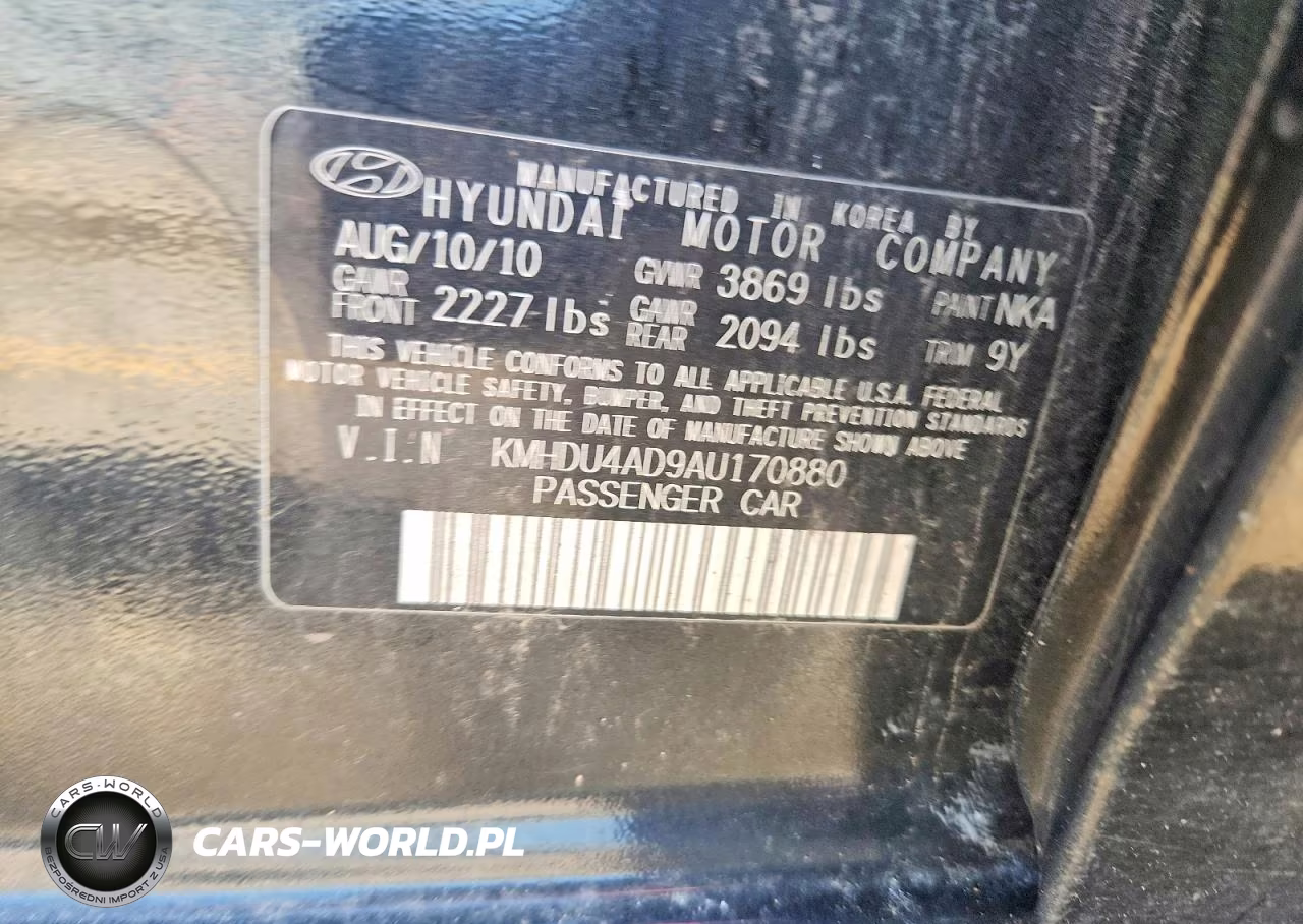 2010 Hyundai Elantra Gls VIN:KMHDU4AD9AU170880 - 12