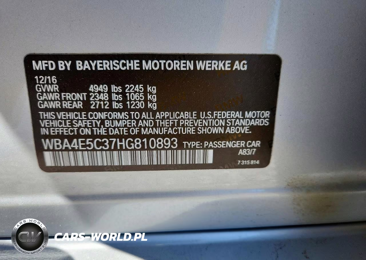 2017 BMW 440Xi Gran Coupe VIN:WBA4E5C37HG810893 - 12