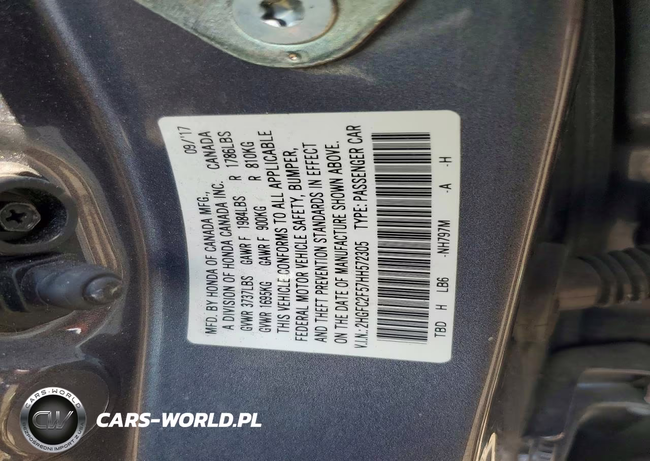 2017 Honda Civic Lx VIN:2HGFC2F57HH572305 - 12