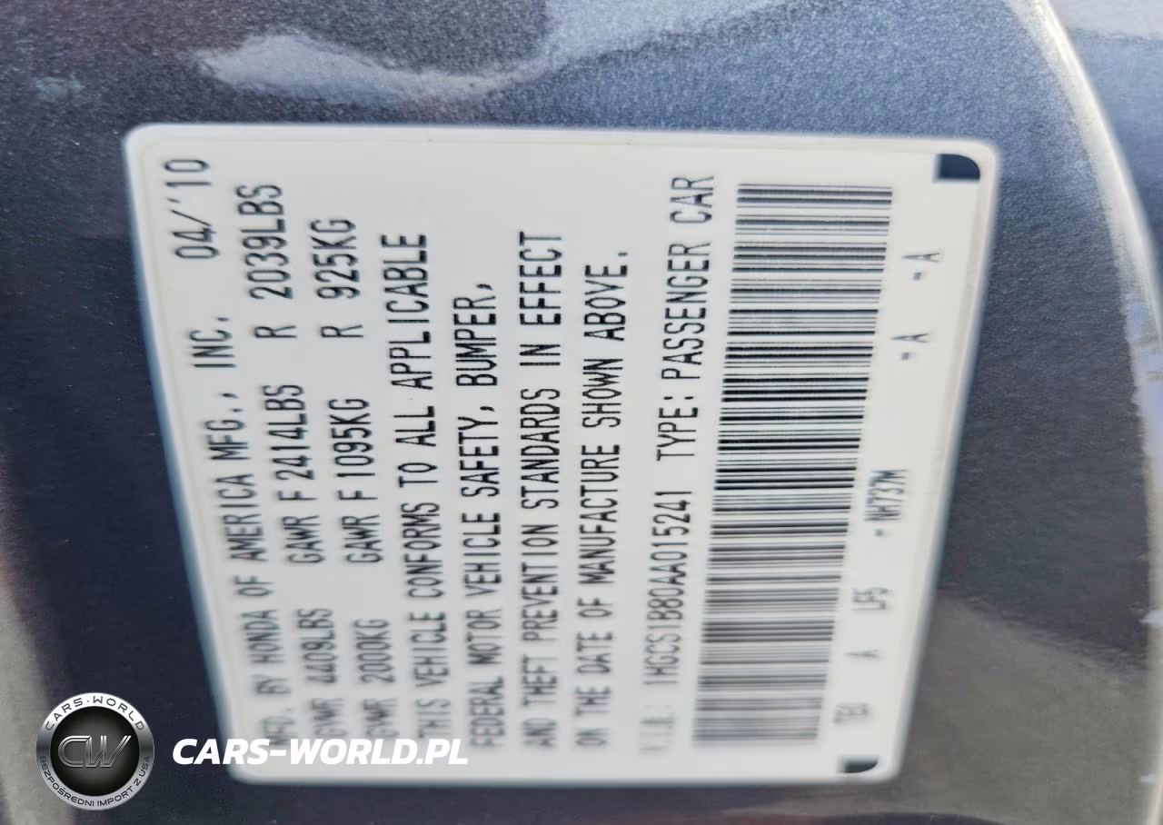 2010 Honda Accord Exl VIN:1HGCS1B80AA015241 - 13