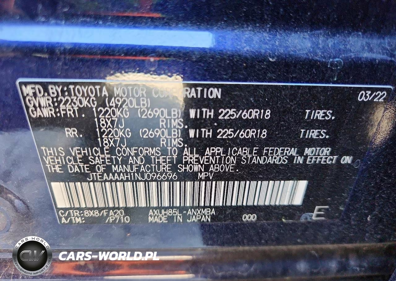2022 Toyota Venza Le VIN:JTEAAAAH1NJ096696 - 12