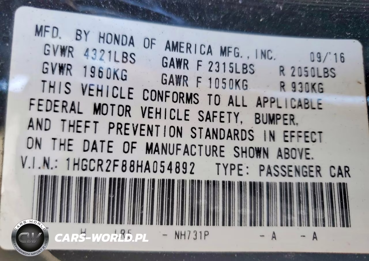 2017 Honda Accord Exl VIN:1HGCR2F88HA054892 - 12