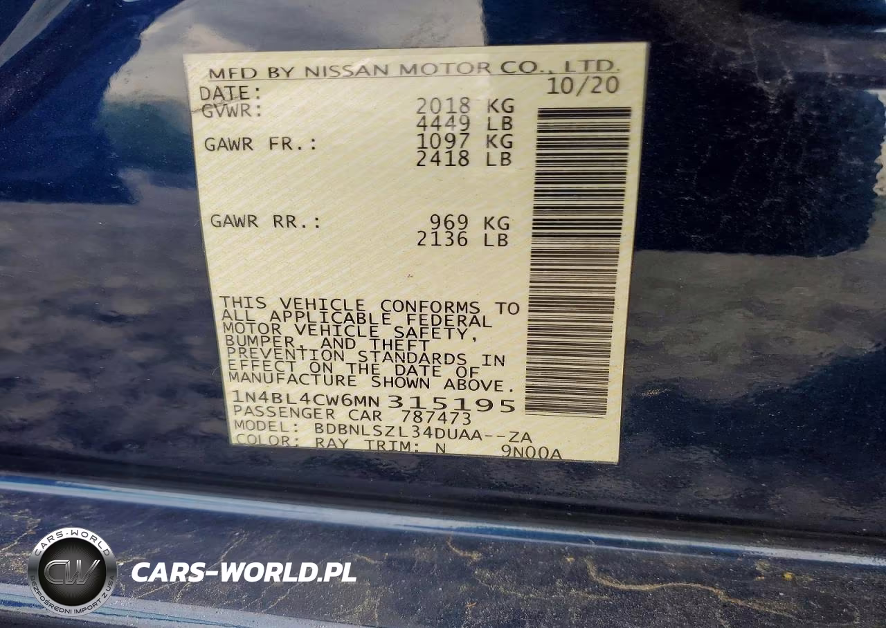 2021 Nissan Altima Sr VIN:1N4BL4CW6MN315195 - 12