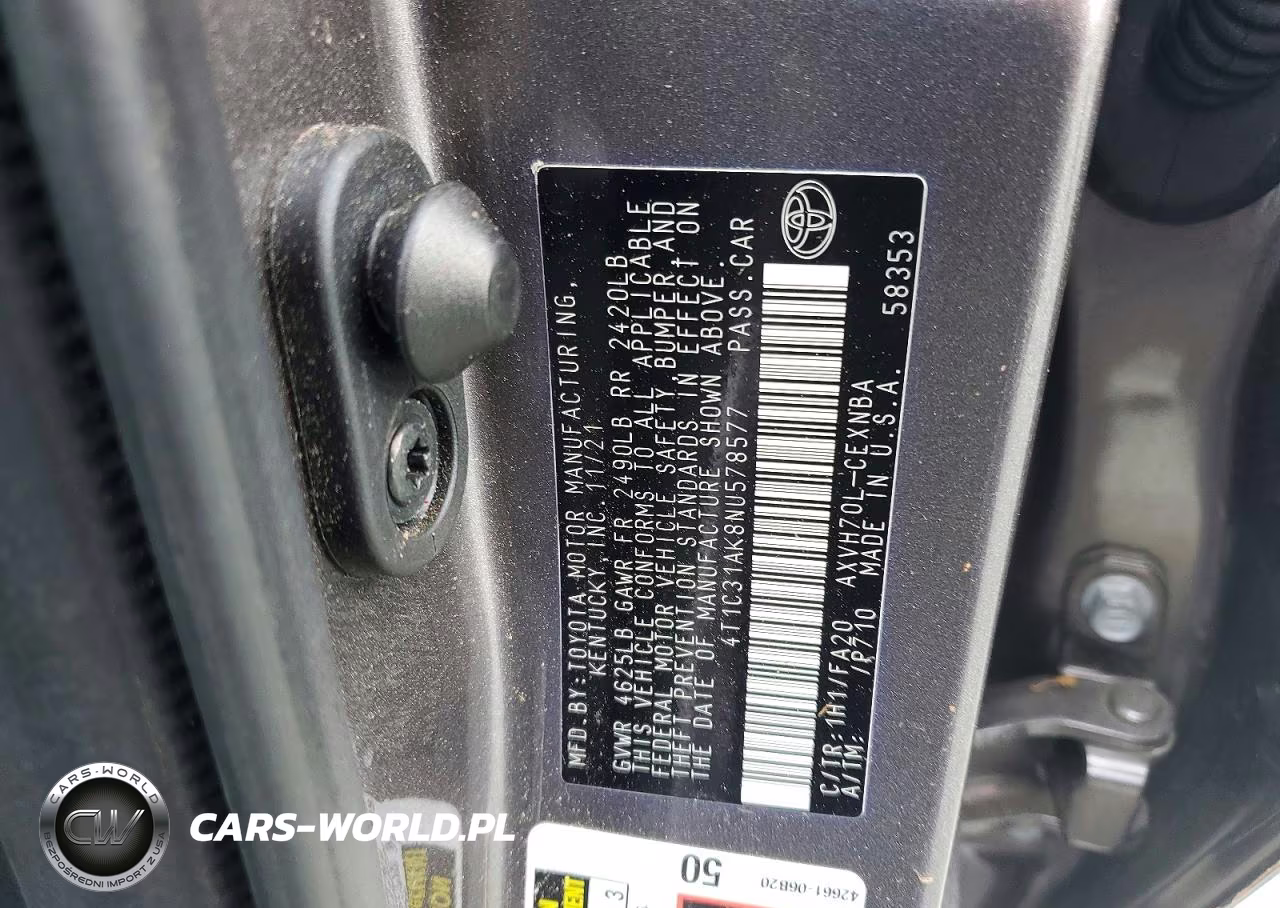 2022 Toyota Camry Le VIN:4T1C31AK8NU578577 - 12