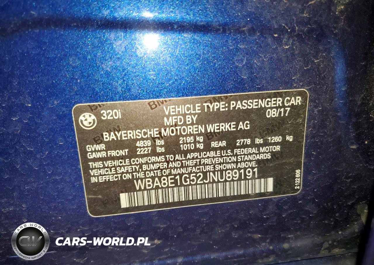 2018 BMW 320 I VIN:WBA8E1G52JNU89191 - 12