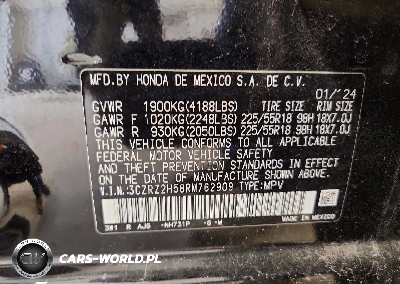 2024 Hond Hrv Awd VIN:3CZRZ2H58RM762909 - 13
