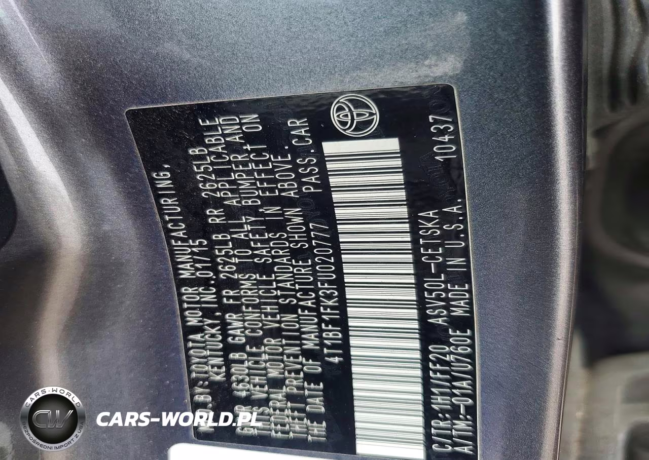 2015 Toyota Camry Se VIN:4T1BF1FK3FU020777 - 12