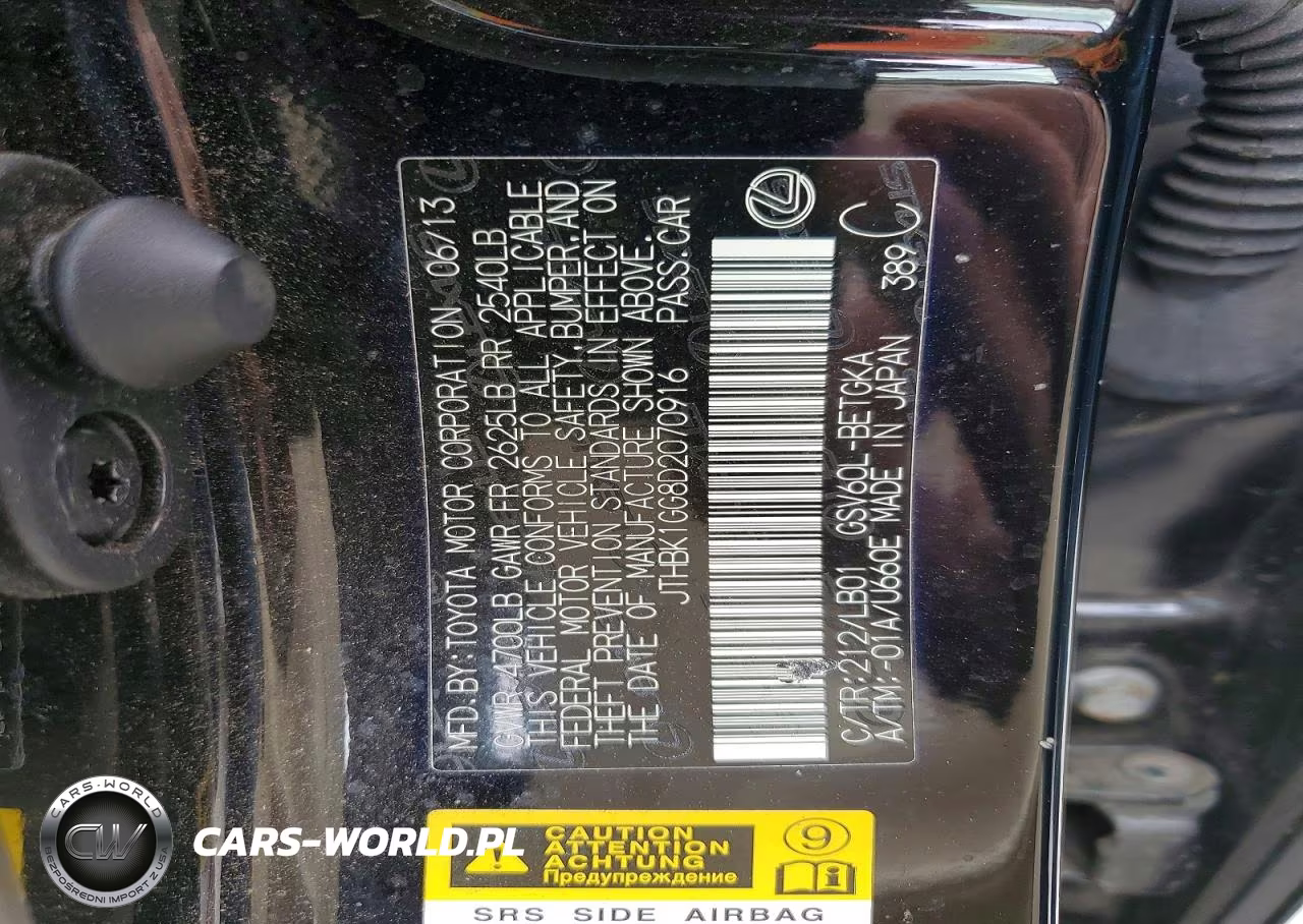 2013 Lexus Es 350 VIN:JTHBK1GG8D2070916 - 12