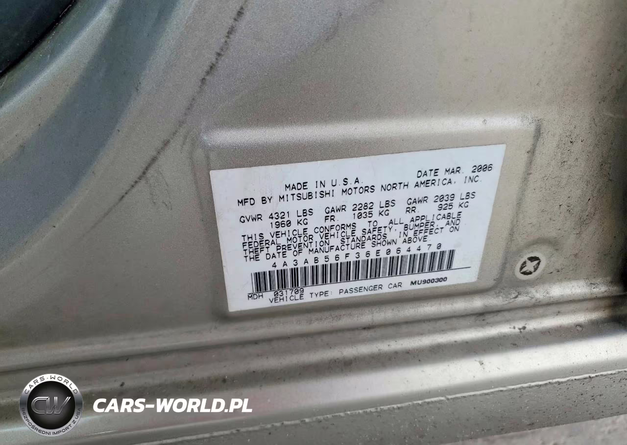 2006 Mitsubishi Galant Es Premium VIN:4A3AB56F36E064470 - 12